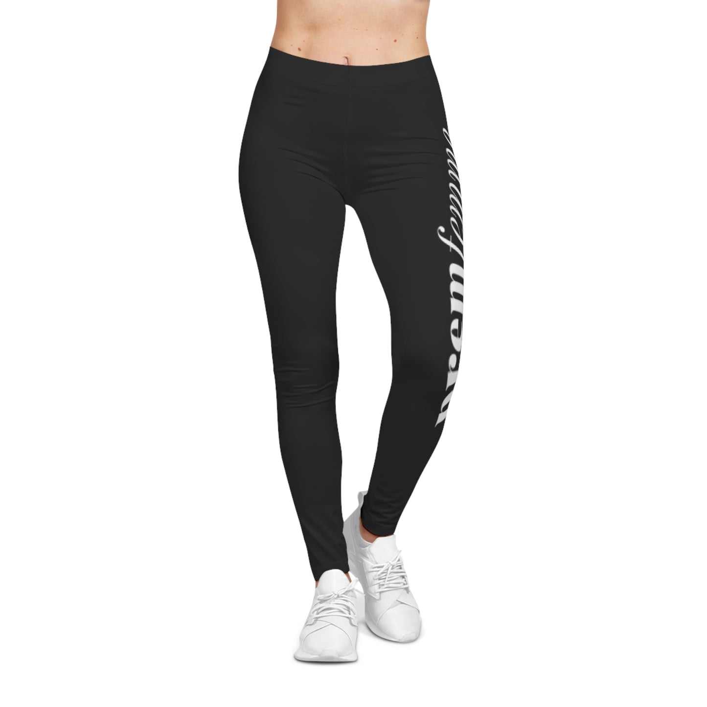 PremFemme Women's Black Vertical Logo Leggings