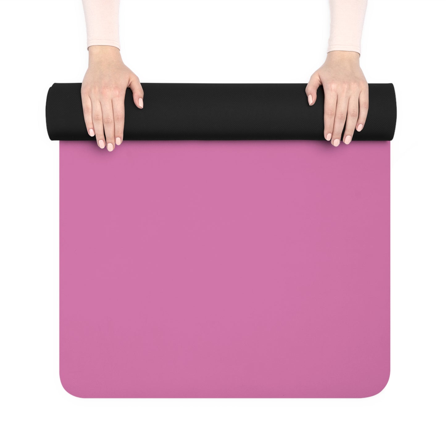 Pink Rubber Yoga Mat with PF Monogram — Non-Slip Pilates & Fitness Mat