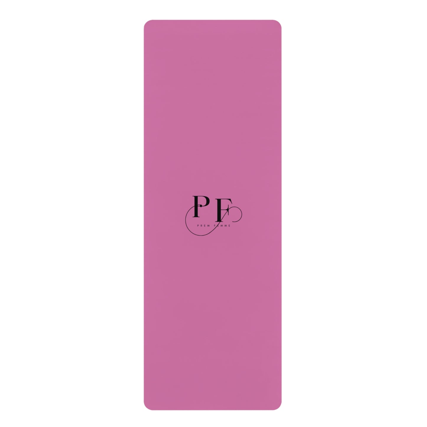 Pink Rubber Yoga Mat with PF Monogram — Non-Slip Pilates & Fitness Mat