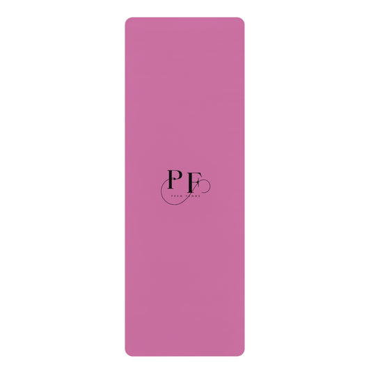 Pink Rubber Yoga Mat with PF Monogram — Non-Slip Pilates & Fitness Mat